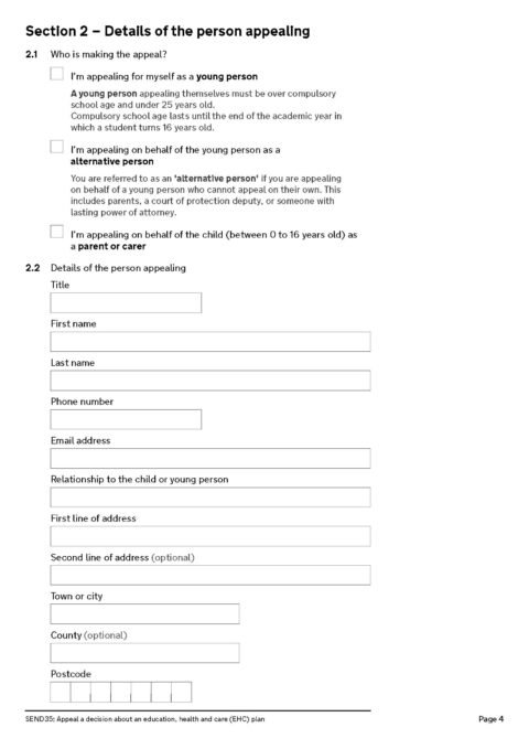 Send35 Form.pdf How to complete a SEND35 appeal form | Bromley Information, Advice and ...